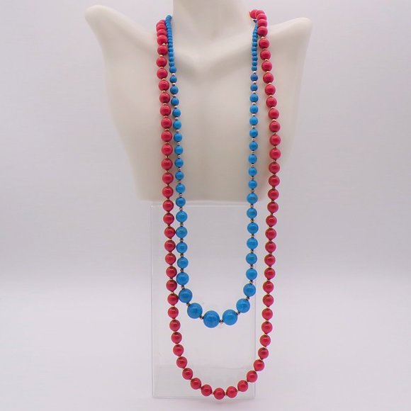 Handmade Red and Blue Howlite Bead Necklace & Bracelet Bundle - Picture 5 of 7